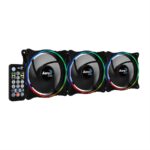 Kit de 3 Fanes Aerocool Eclipse 12 Pro (ARGB - Dual Ring) c/ Controladora y Control