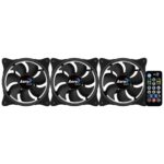 Kit de 3 Fanes Aerocool Eclipse 12 Pro (ARGB - Dual Ring) c/ Controladora y Control - Imagen 2