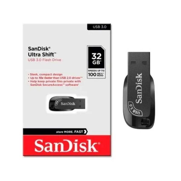 Pen Drive Sandisk Ultra Shift 3.0 USB Black 32GB
