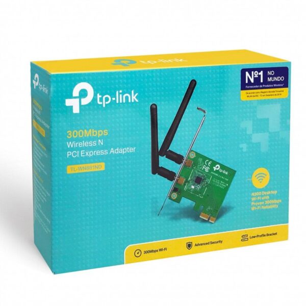 Placa de Red TP-Link TL-WN881ND 300Mbp PCI-Express 2 Antenas