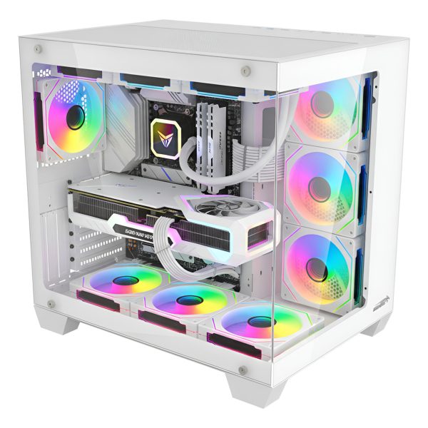 Gabinete Gamer Sentey Bearer Pro White 7 Coolers ARGB c/ Control Remoto