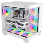 Gabinete Gamer Sentey A40 Blanco Vidrio Templado 7 Coolers ARGB c/ Control Remoto