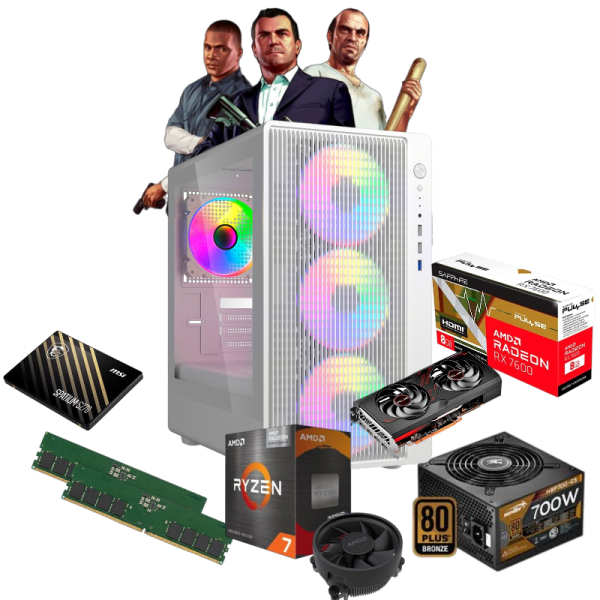 PC GAMER | Ryzen 7 5700 16GB 480GB RX 7600 8GB 700W 80 Plus Bronce