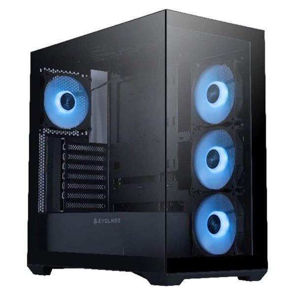 Gabinete Gamer EvoLabs Progression Black c/ Coolers Vidrio Templado
